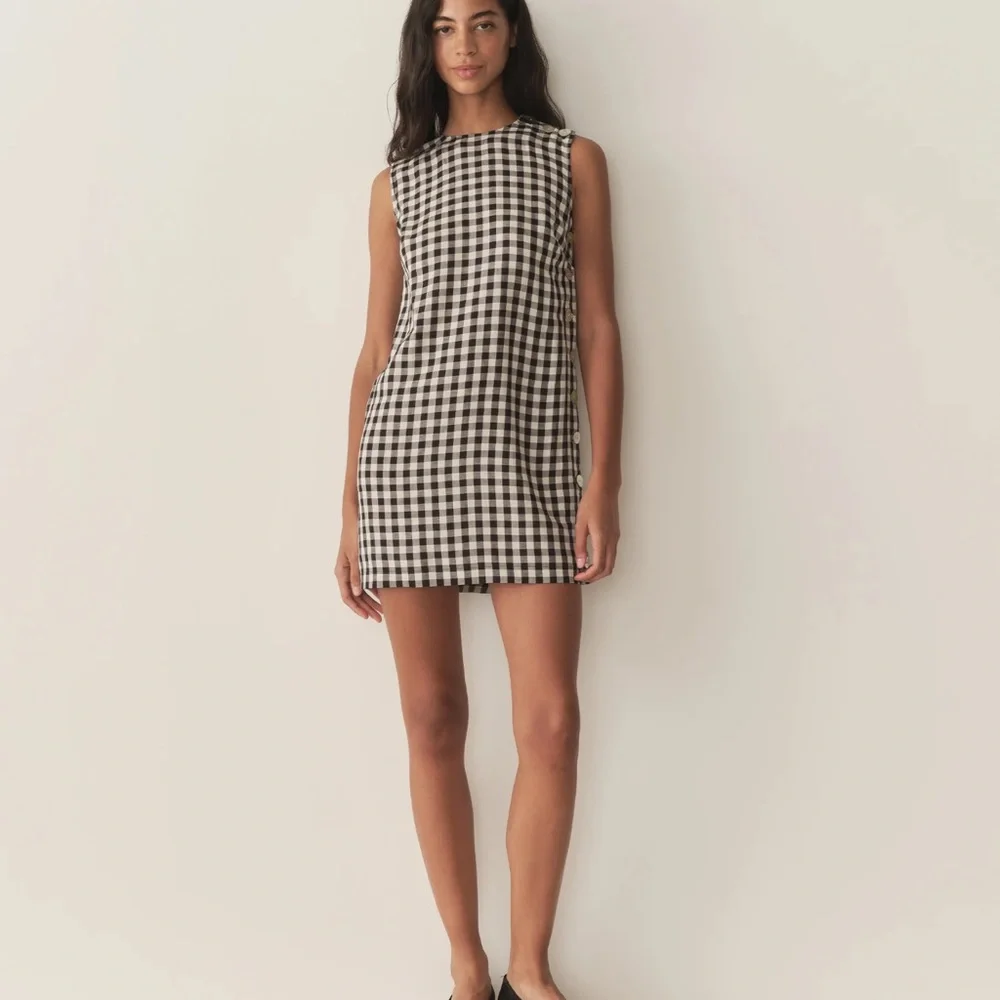 Doen CORALIE DRESS in BLACK MARILYN GINGHAM - Picture 4 of 6